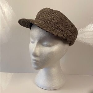 Brown Herringbone Newsboy Cap